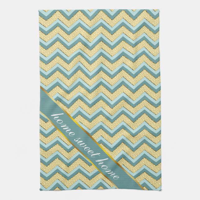 Topaz Glitter Chevron Pattern Kitchen Towel (Vertical)