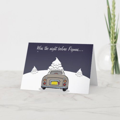 Topaz Mist Figaro Car Christmas Holiday Card