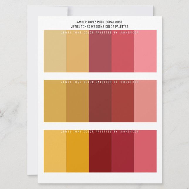 Topaz Ruby Coral Rose Jewel Tone Wedding Colors (Front)