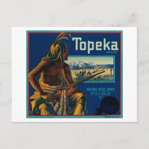 Topeka Brand Citrus Crate Label Postcard