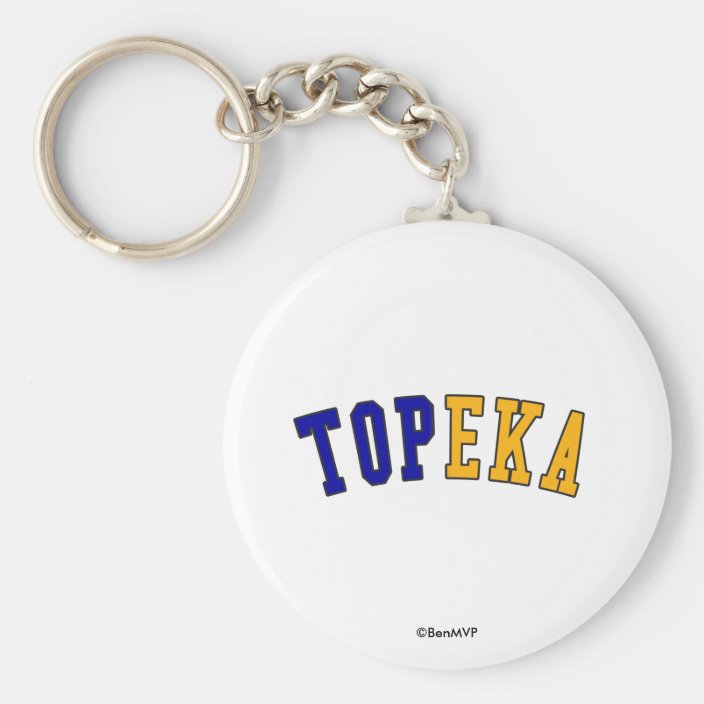 Topeka in Kansas State Flag Colors Key Chain