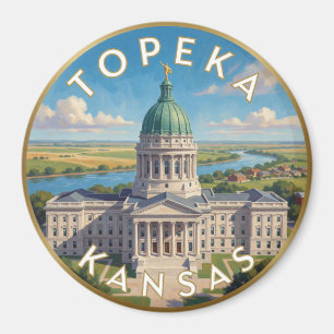 Topeka Kansas Prairie Capital Travel Art Magnet