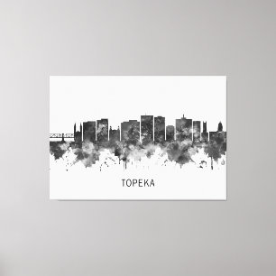 Topeka Kansas Skyline BW Canvas Print