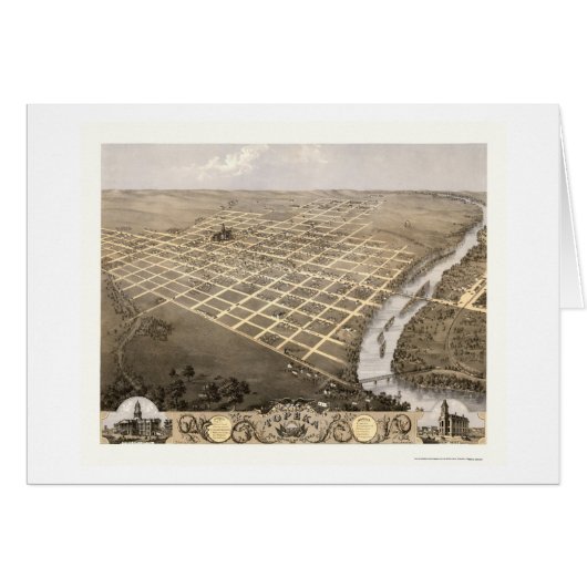 Topeka, KS Panoramic Map - 1869 Cards (Front Horizontal)