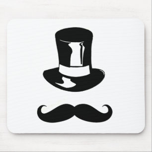 Tophat and Mustache Mouse Pad