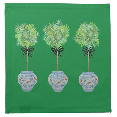 Topiaries Blue and White Ginger Jar Cloth Napkin