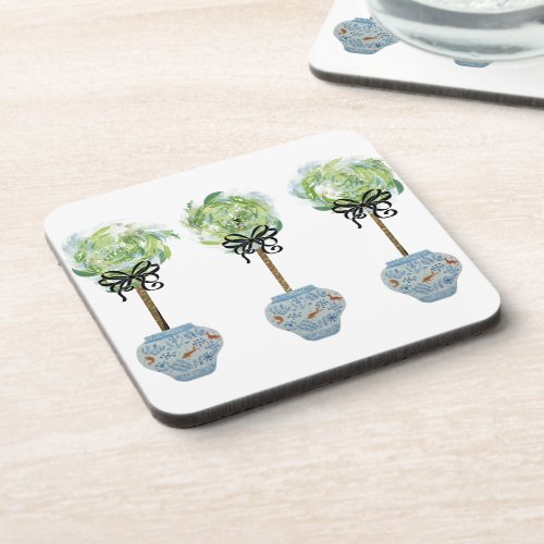 Topiaries Blue and White Ginger Jar Coasters