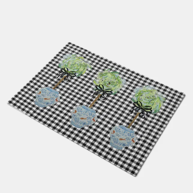 Topiaries Blue and White Ginger Jar Doormat Rug Zazzle