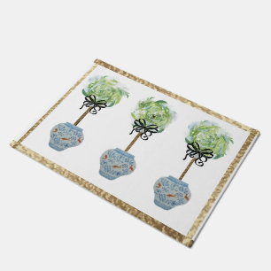 Topiaries Blue and White Ginger Jar Doormat Rug