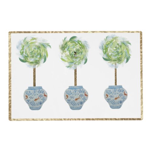 Topiaries Blue and White Ginger Jar Placemat