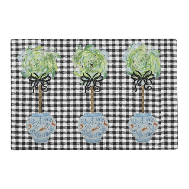 Topiaries Blue and White Ginger Jar Placemat (Front)