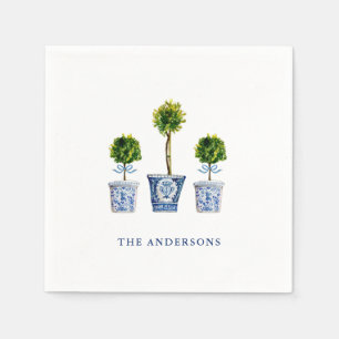 Topiaries in Blue & White pot Party  Napkins