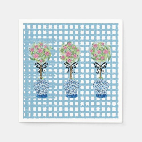 Topiary Blue and White Ginger Jar Doormat Rug Napkins