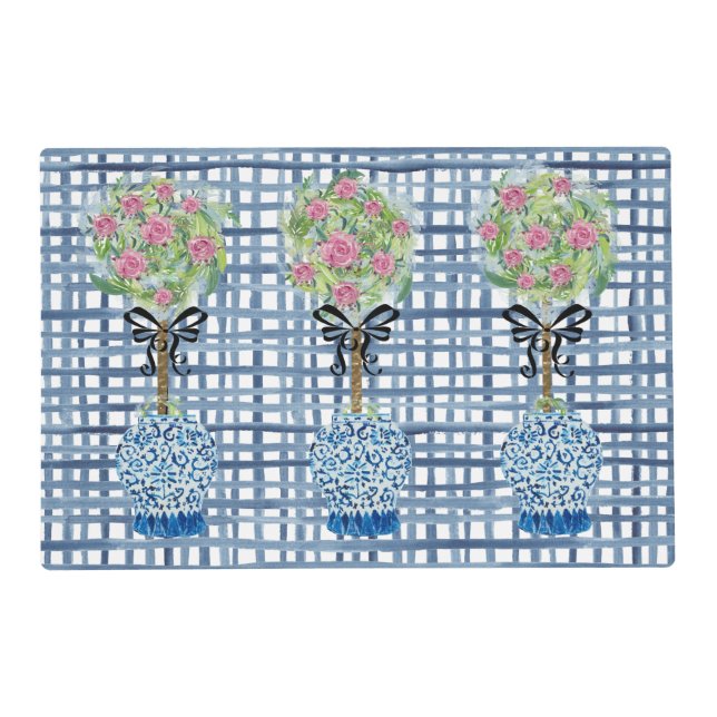 Topiary Blue and White Ginger Jar Placemat (Front)