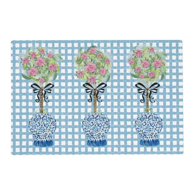 Topiary Blue and White Ginger Jar Placemat (Front)