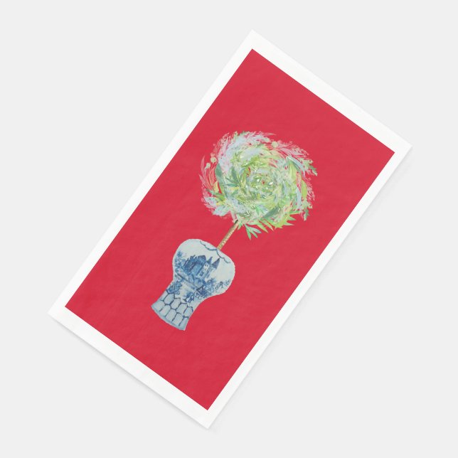 Topiary Blue White Ginger Jar Paper Guest Towels (Corner)