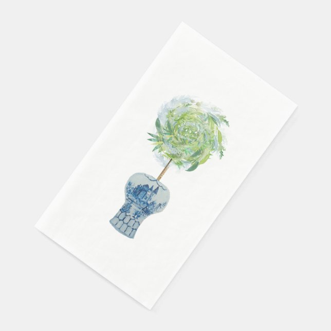 Topiary Blue White Ginger Jar Paper Guest Towels (Corner)