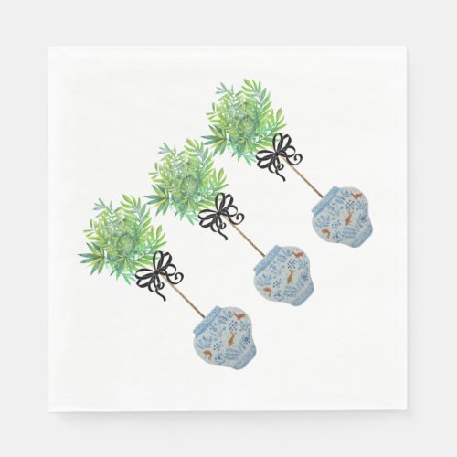 Topiary Blue  White Ginger Jar Paper Napkins