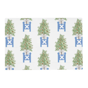 Topiary Blue White Planter Box Placemat