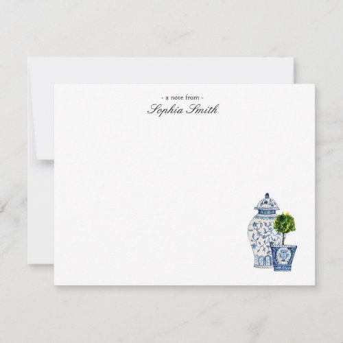 Topiary Blue  white pottery flat Thank You Card