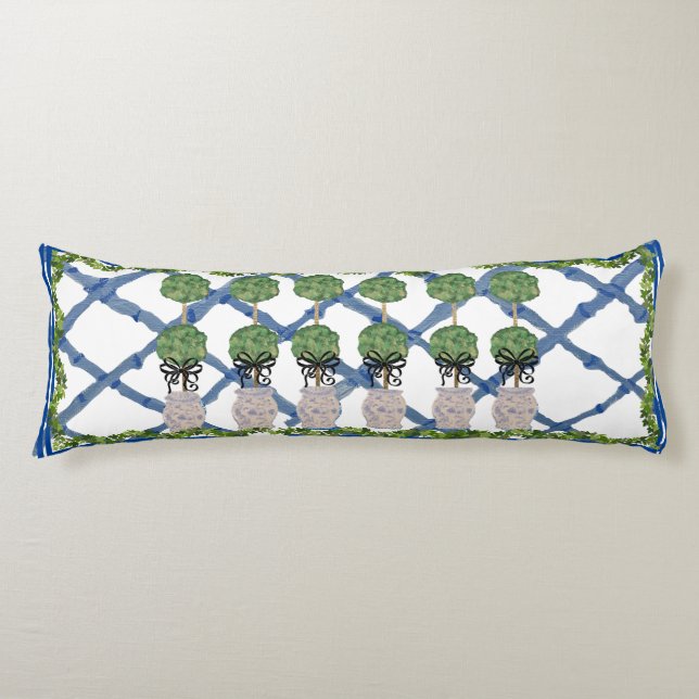 Topiary Chinoiserie Ginger Jar Jars Lumbar  Body Pillow (Front)