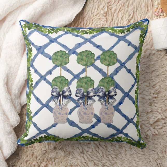 Topiary Chinoiserie Ginger Jar Jars Lumbar  Throw Pillow (Blanket)