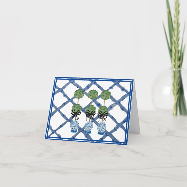 Topiary Chinoiserie Ginger Jar  Letterpress Thank You Card (Front)