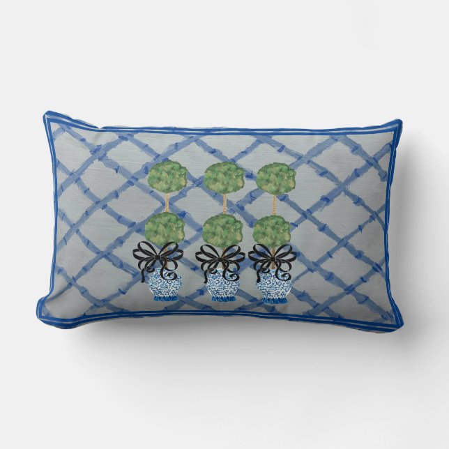 Topiary Chinoiserie Ginger Jar Lumbar  Accent Pill Pillow (Front)