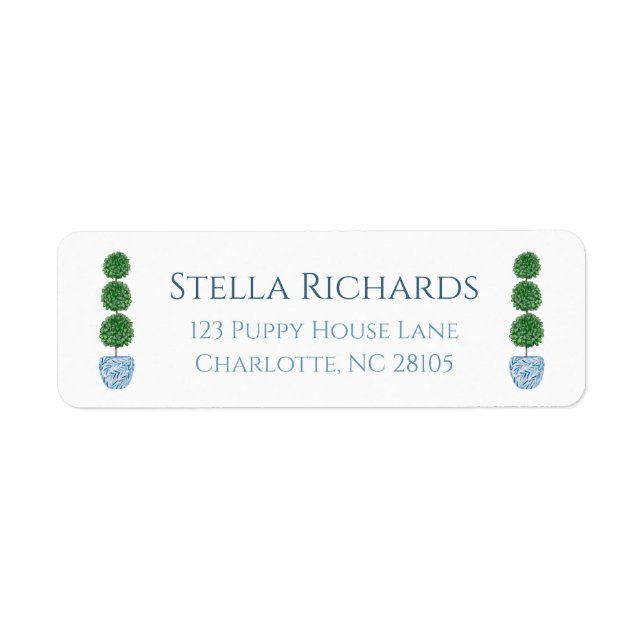 Topiary classic preppy grandmillenial address  label (Front)