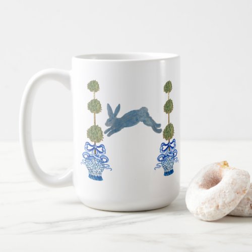 Topiary Country French Bunny Rabbit Coffee Mug
