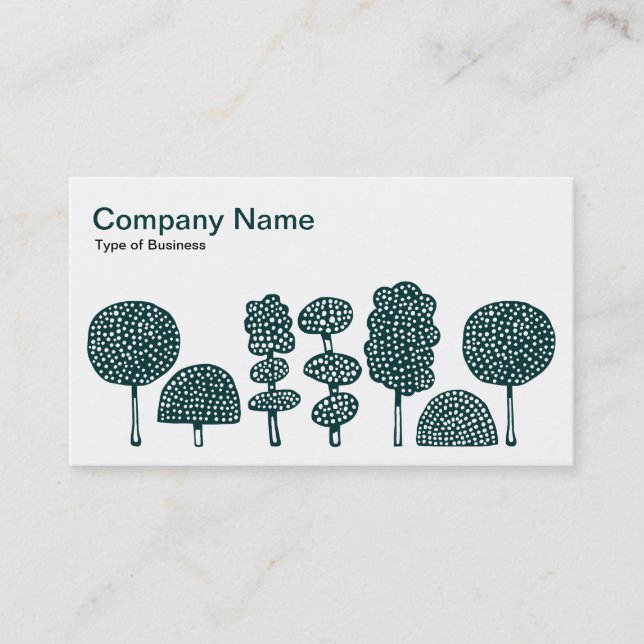 Topiary - Dk Moss Green on White Business Card (Front)