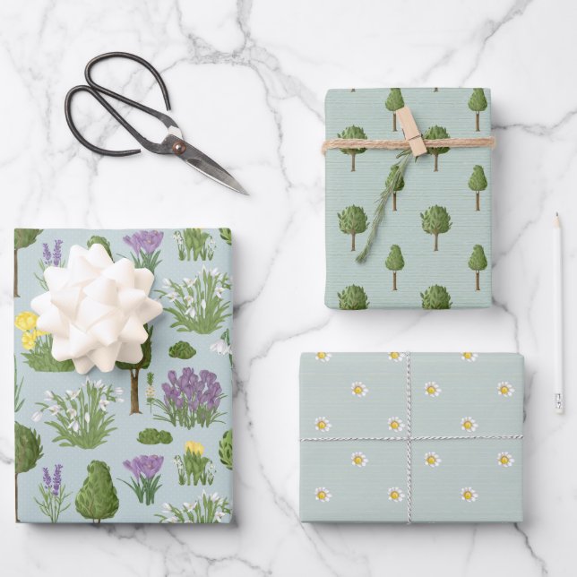 Topiary Garden Set of 3 Gift Wrap (Front)