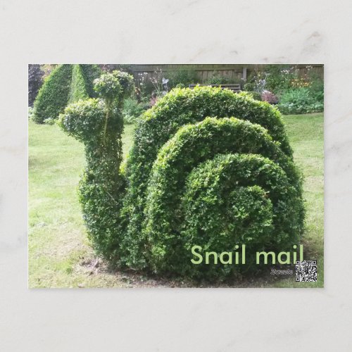 Topiary garden snail mail cute fun green postcard