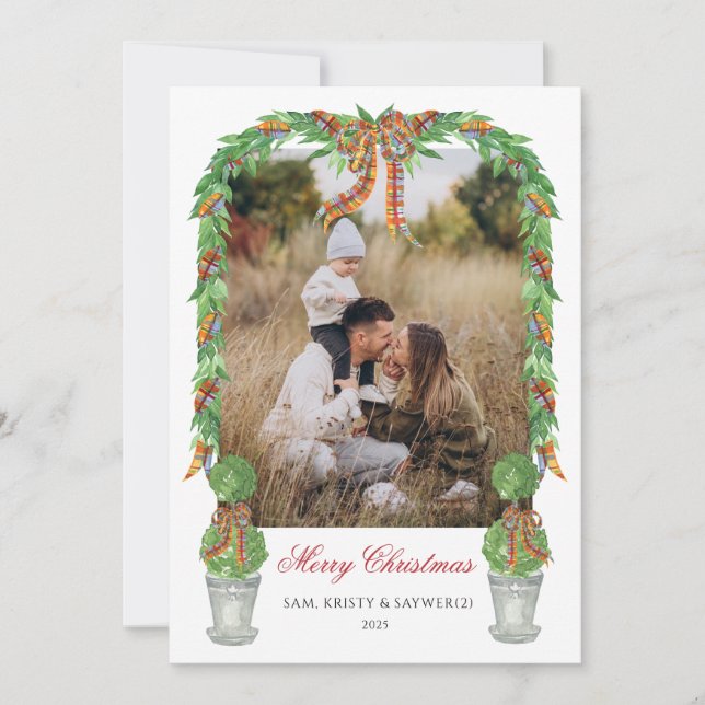 Topiary Grandmillennial Photo Christmas Card (Front)