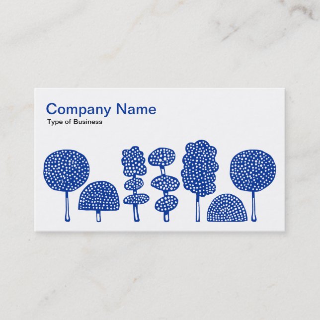 Topiary - Navy Blue on White Business Card (Front)