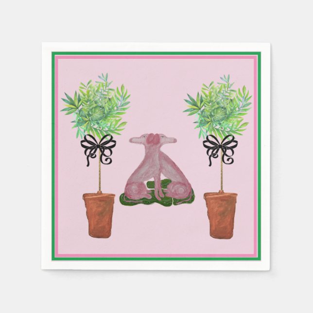 Topiary Pink Staffordshire Dog Paper Guest Towels Napkins (Front)