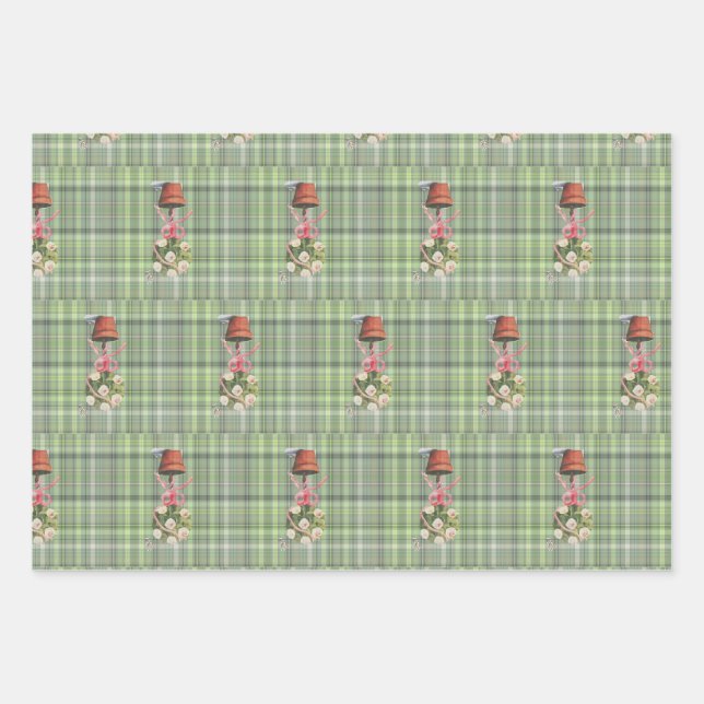 topiary & plaid Wrapping Paper Flat Sheet Set of 3 (Front)