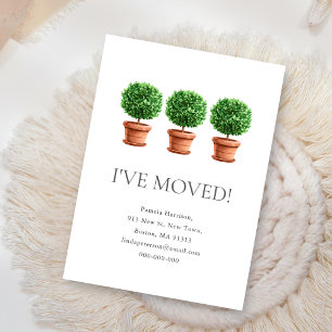 Topiary Plants I've Moved New Home Address Note Card