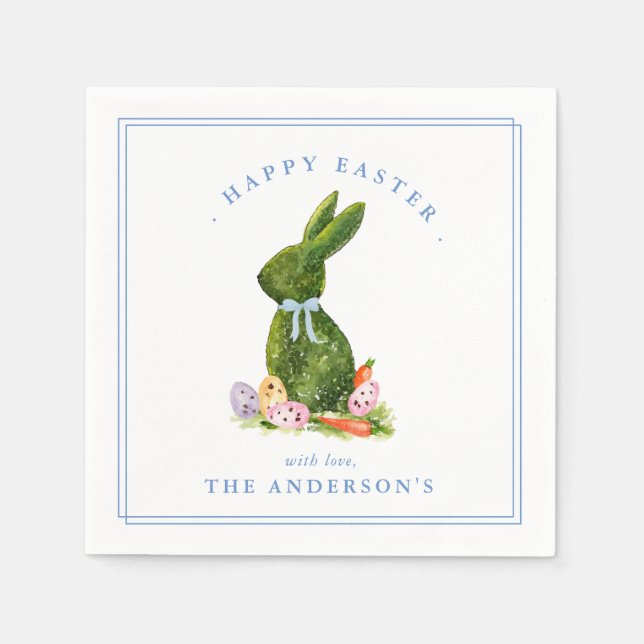 Topiary Rabbit with Easter eggs Easter brunch Napkins (Front)