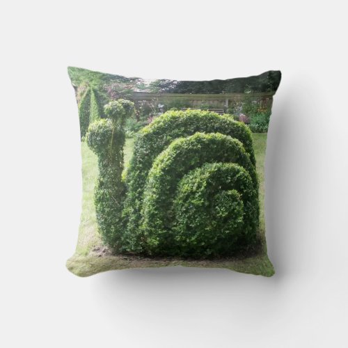 Topiary snail for the serious gardener throw pillow