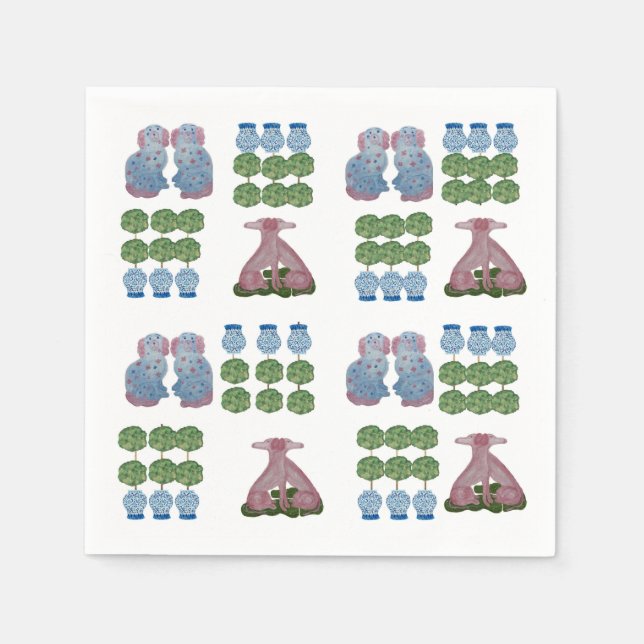 Topiary Staffordshire Dogs Ginger Jar Napkins (Front)