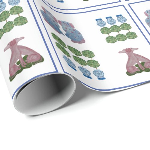 Topiary Staffordshire Dogs Ginger Jar Wrapping Paper
