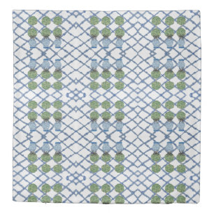Topiary Topiaries Blue White Ginger Jar Jars Duvet Cover