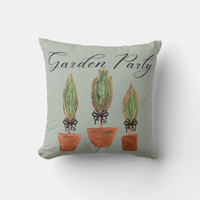 Topiary Topiaries Garden Flowers  Throw Pillow (Front)
