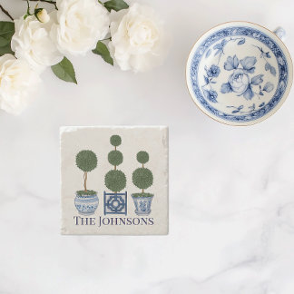 Topiary Tree Chinoiserie Trio  Stone Coaster