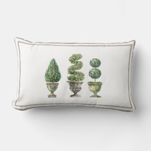 Topiary Tree in Stone Planters  Lumbar Pillow