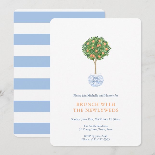 Topiary Tree Newlyweds Morning After Brunch Party Invitation (Front/Back)
