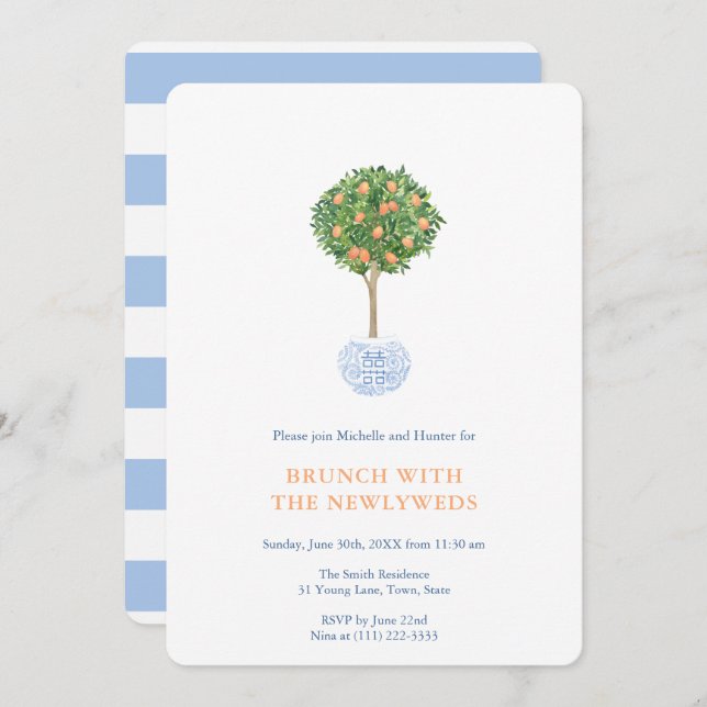 Topiary Tree Newlyweds Morning After Brunch Party Invitation (Front/Back)