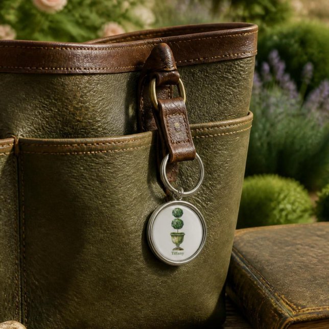 Topiary Tree Personalized  Keychain (Topiary Tree Keychain)