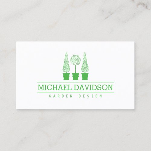 Topiary Trio Gardener Landscaping Bright Green Business Card